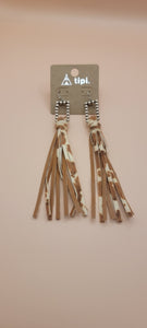 Faux Cowhide Tassle Earrings