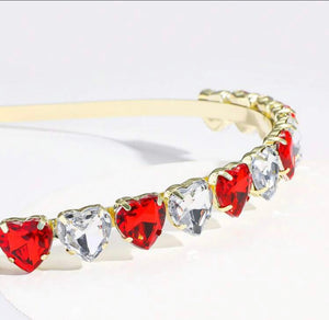 Red Heart Rhinestone Headband