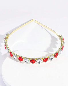 Red Heart Rhinestone Headband