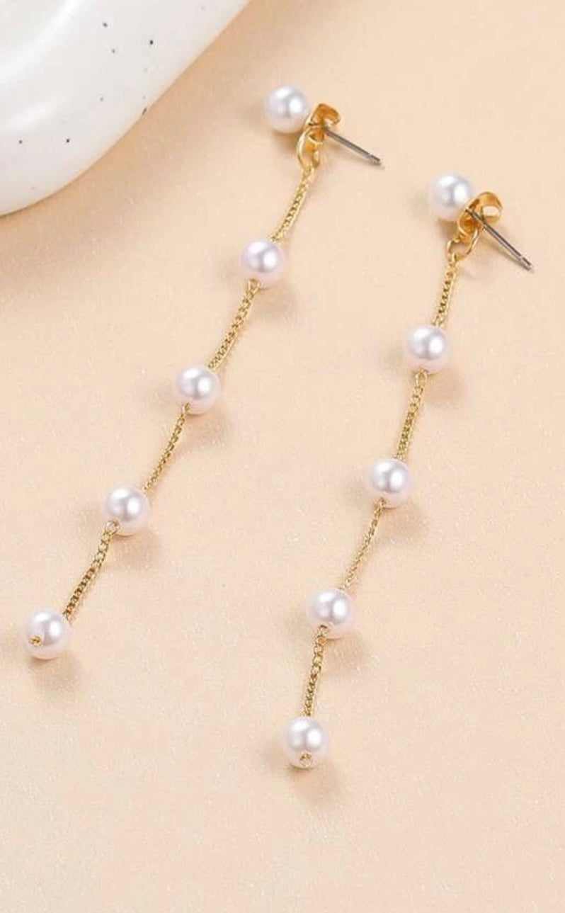 Faux Pearl Dangle Earrings