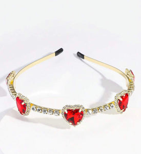 Red Heart Rhinestone Headband