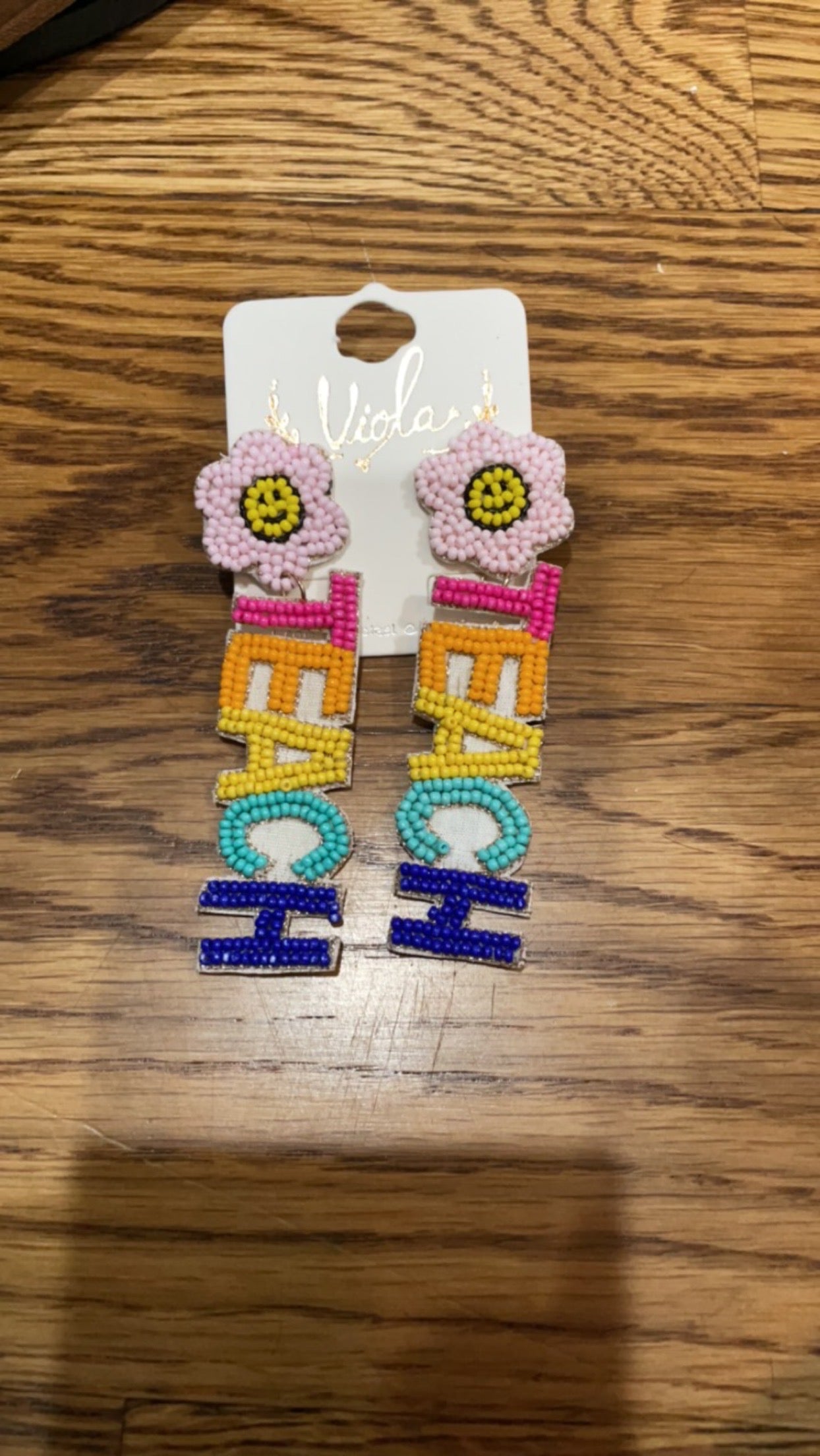 Teach Beaded Earrings