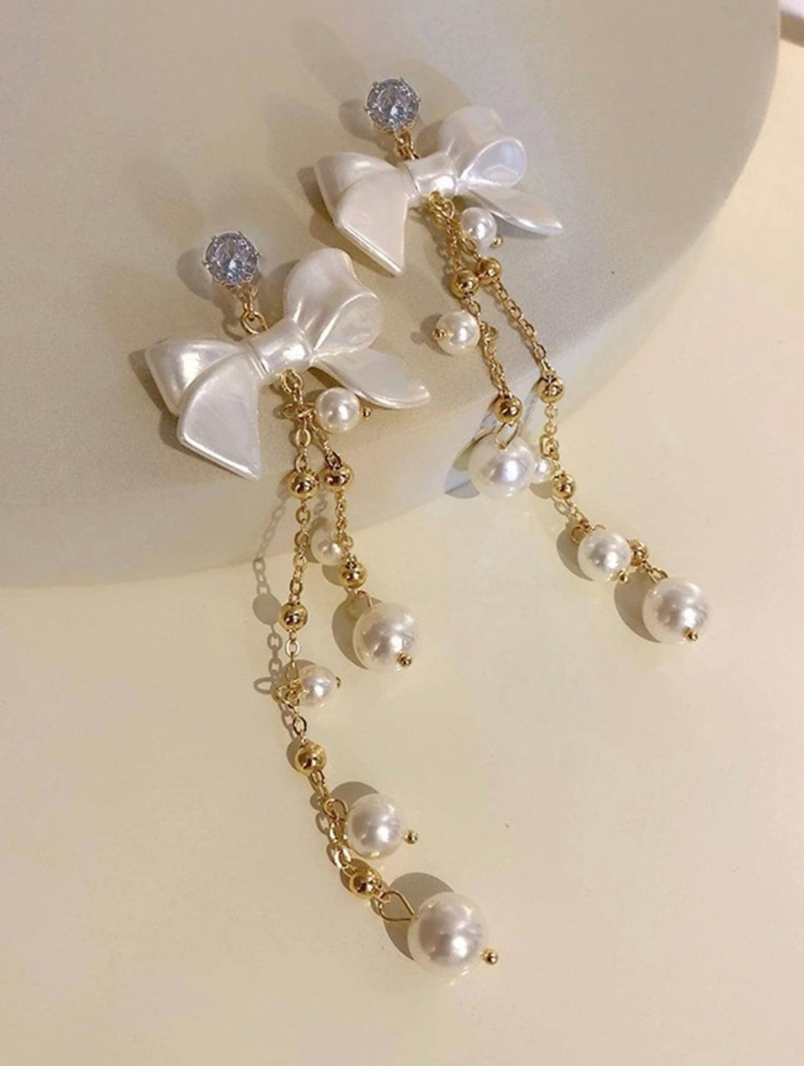 Bow and Faux Pearl Earrings