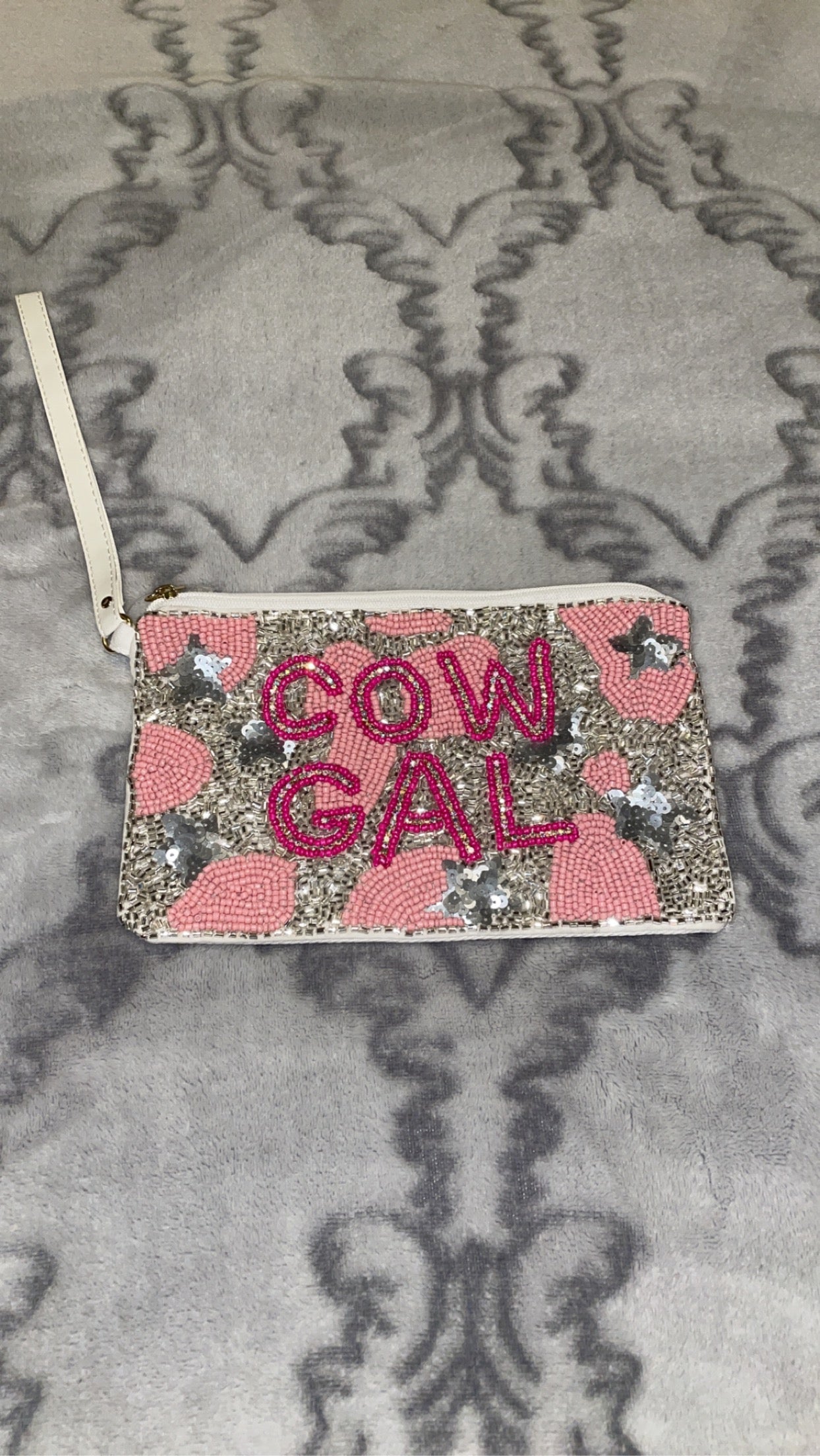 Cow Gal Beaded Wristlet