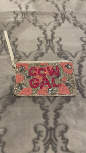 Cow Gal Beaded Wristlet