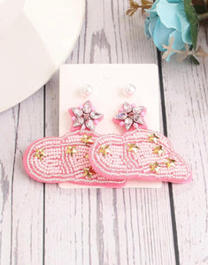 Beaded Cowgirl Hat Earrings