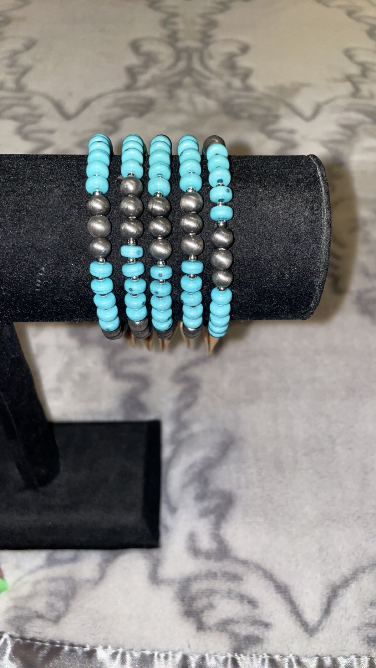 Silver & Turquoise Stretch Bracelet