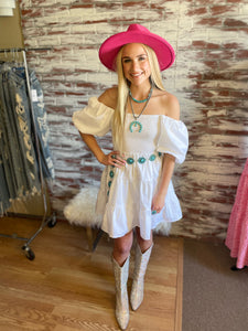 White Puff Sleeve Tiered Dress