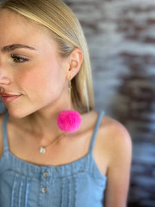 Hot pink Pom Earrings