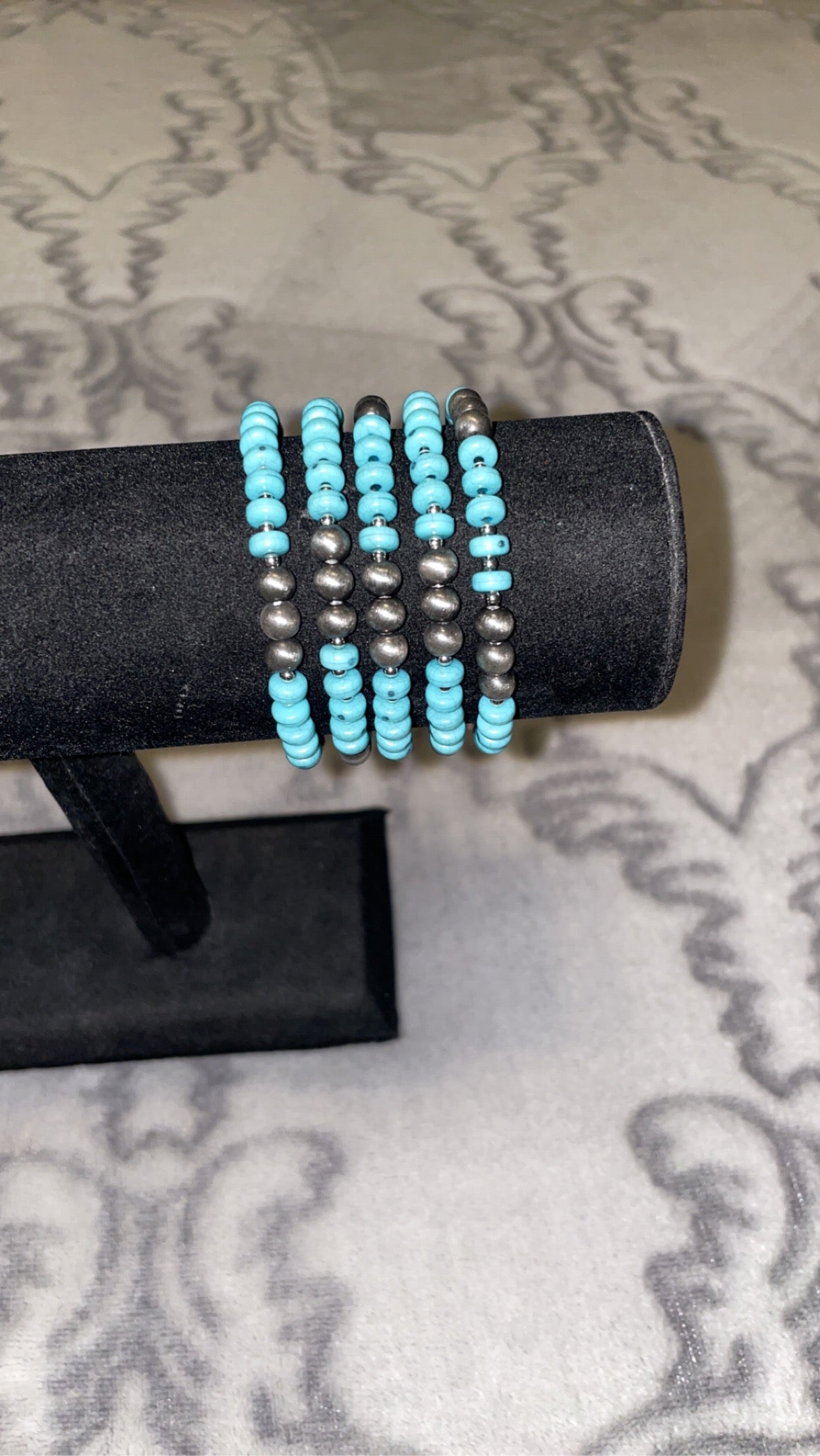 Silver & Turquoise Stretch Bracelet