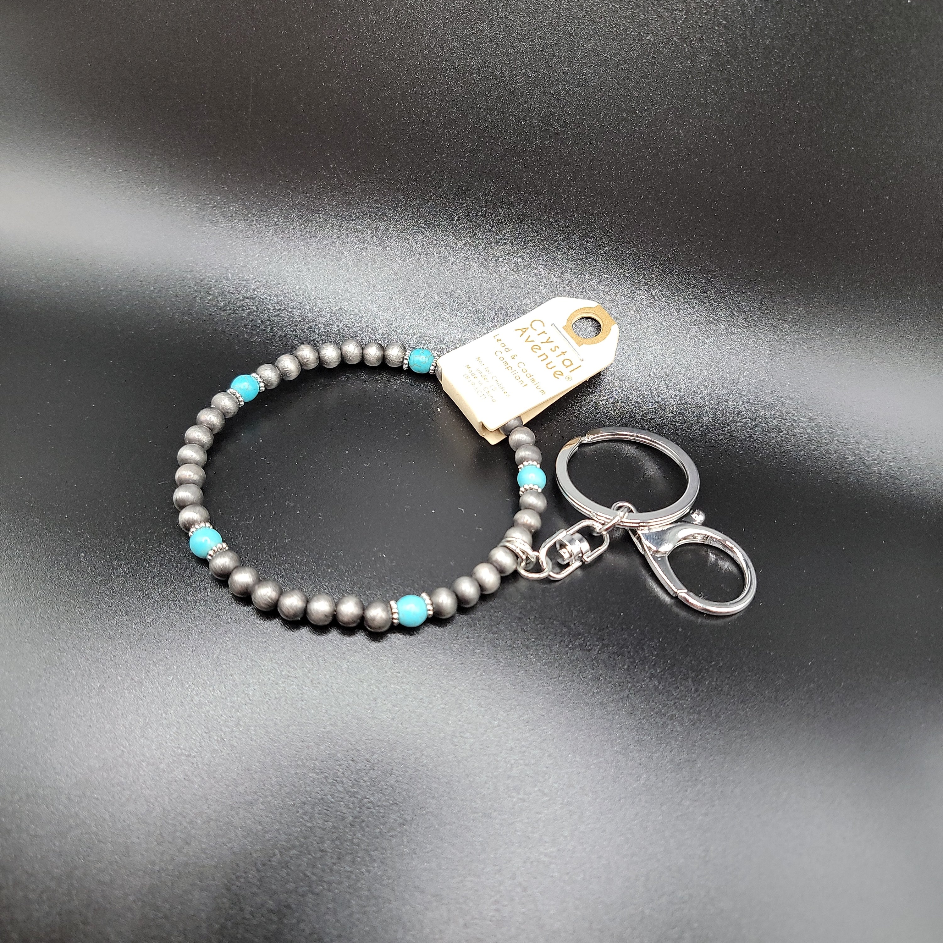 Turquoise & Pewter Key Chain