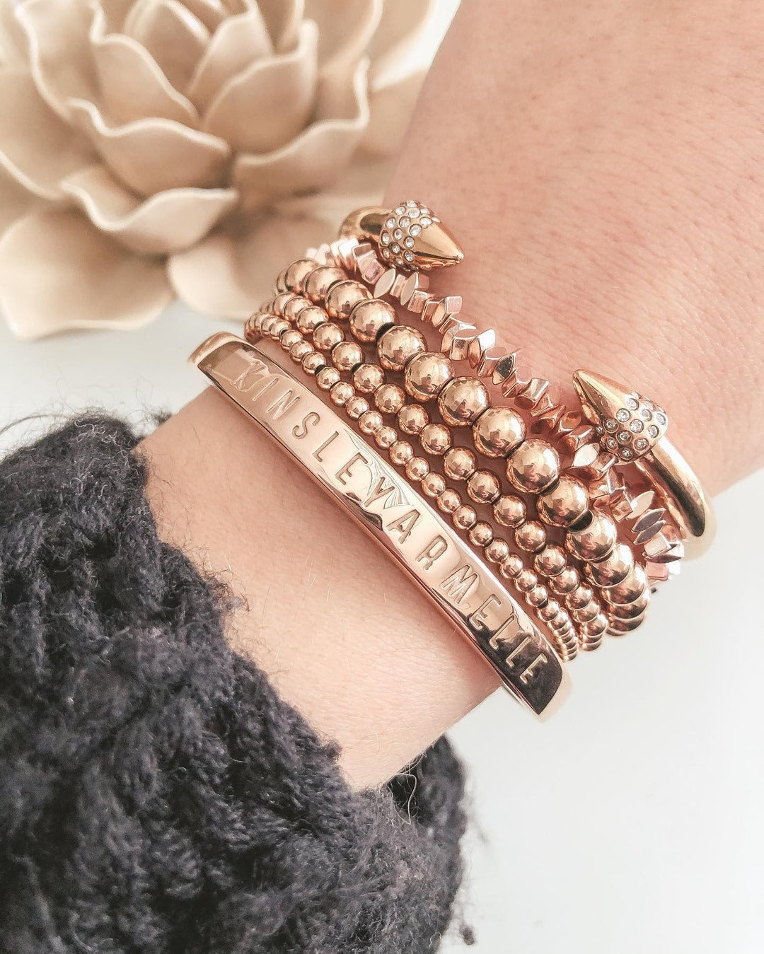 KINSLEY AMELLE-ROSE GOLD DEMI BRACELET STACK