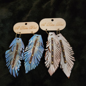 A Rare Bird Leather Feather Earrings