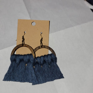 Boho Wood Macrame Earrings