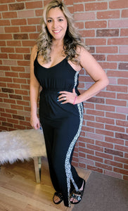 Black Leopard Jumpsuit