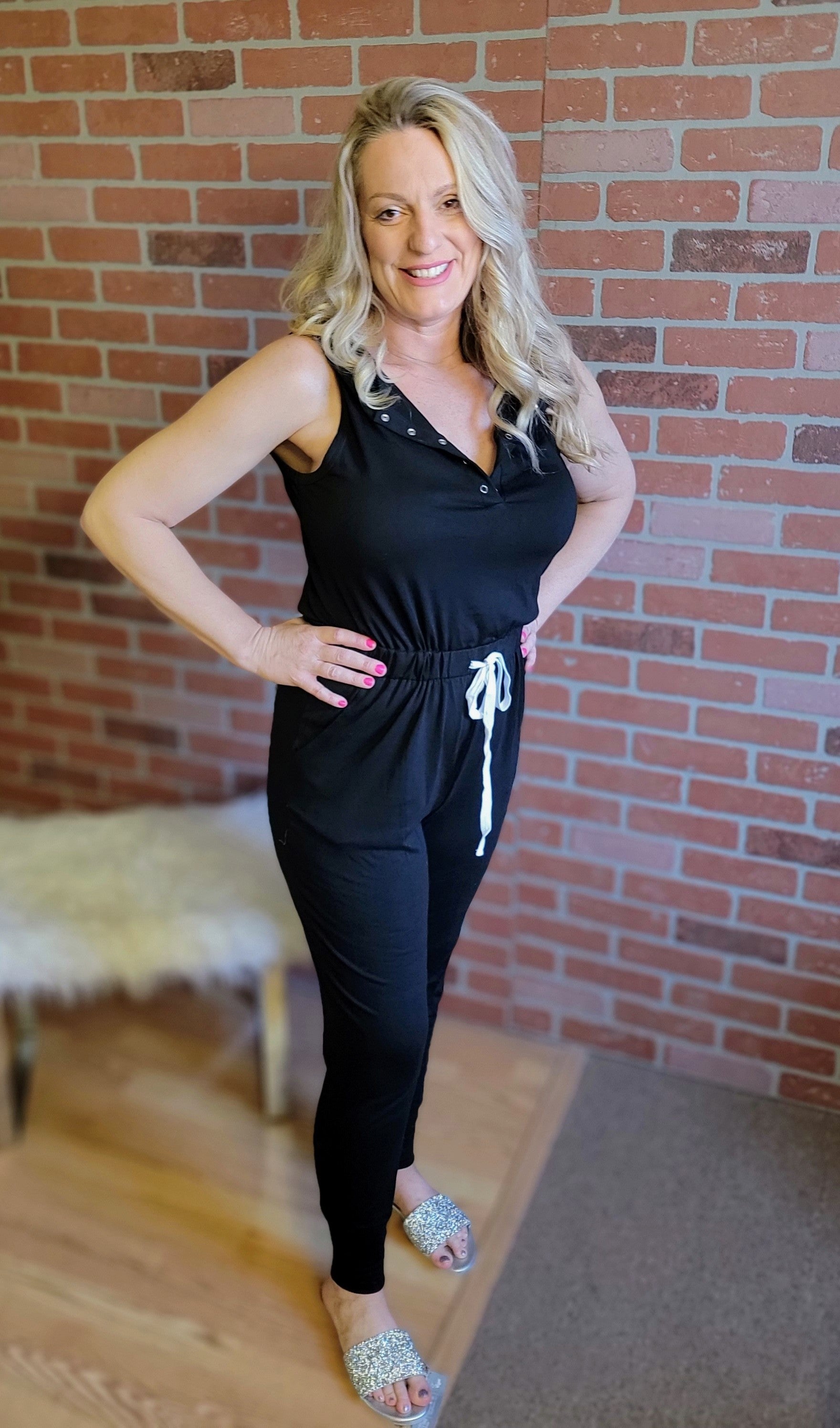 Black Drawstring Jumpsuit