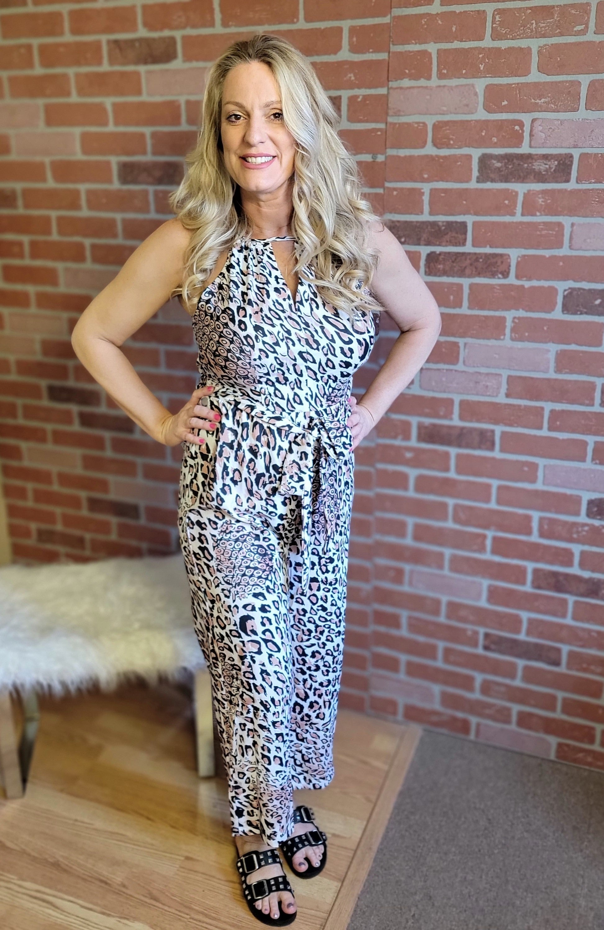 Cream Leopard Jumpsuit