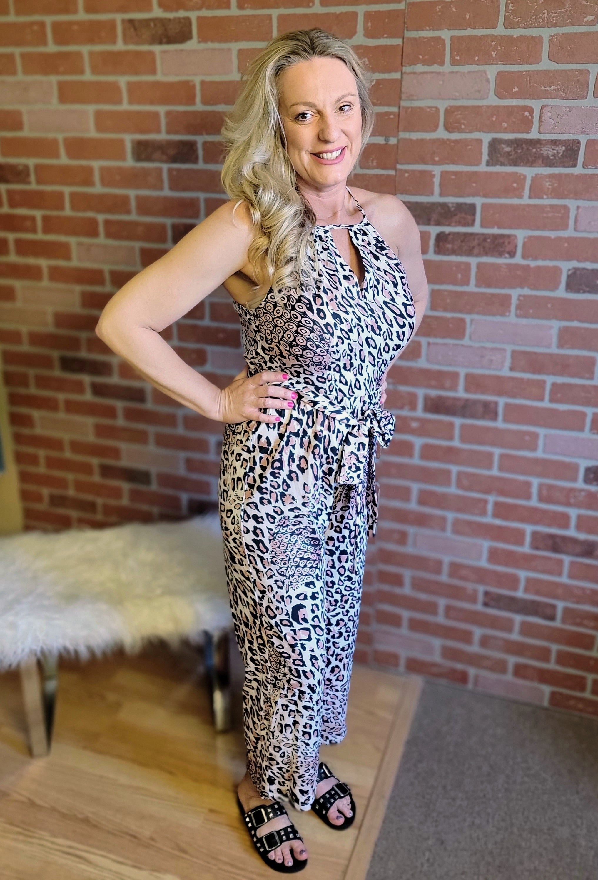 Cream Leopard Jumpsuit