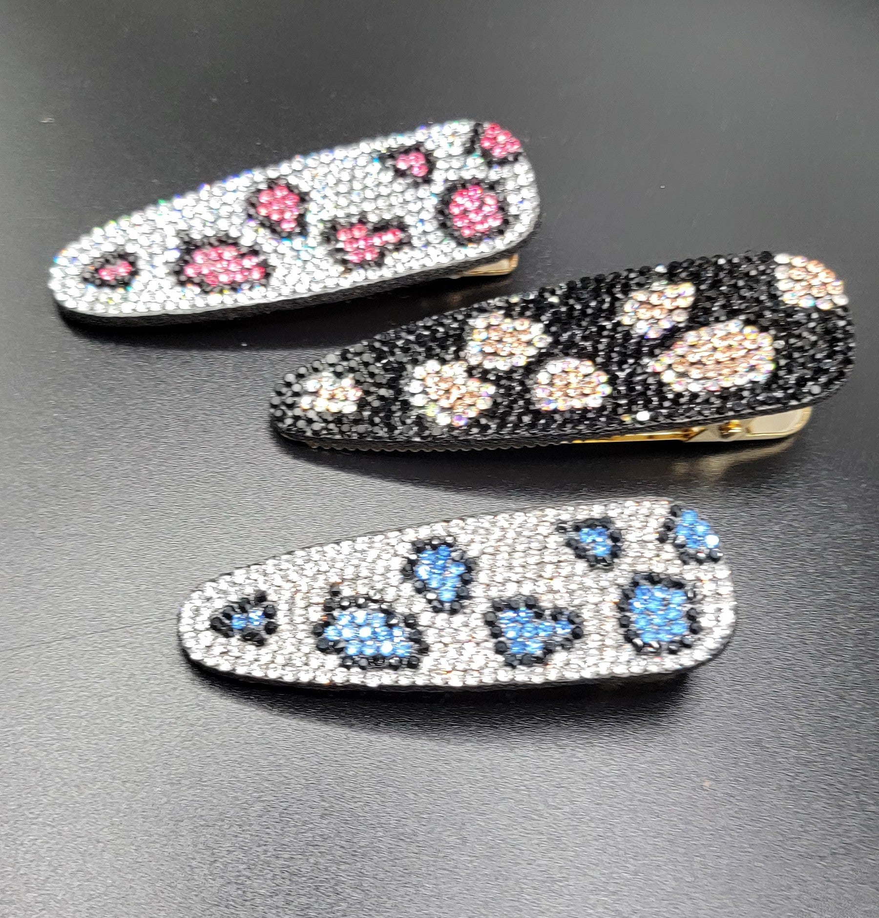 Leopard Rhinestone Hair Clips