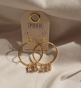 Posh Hoops with Princess Cut Rhinestones