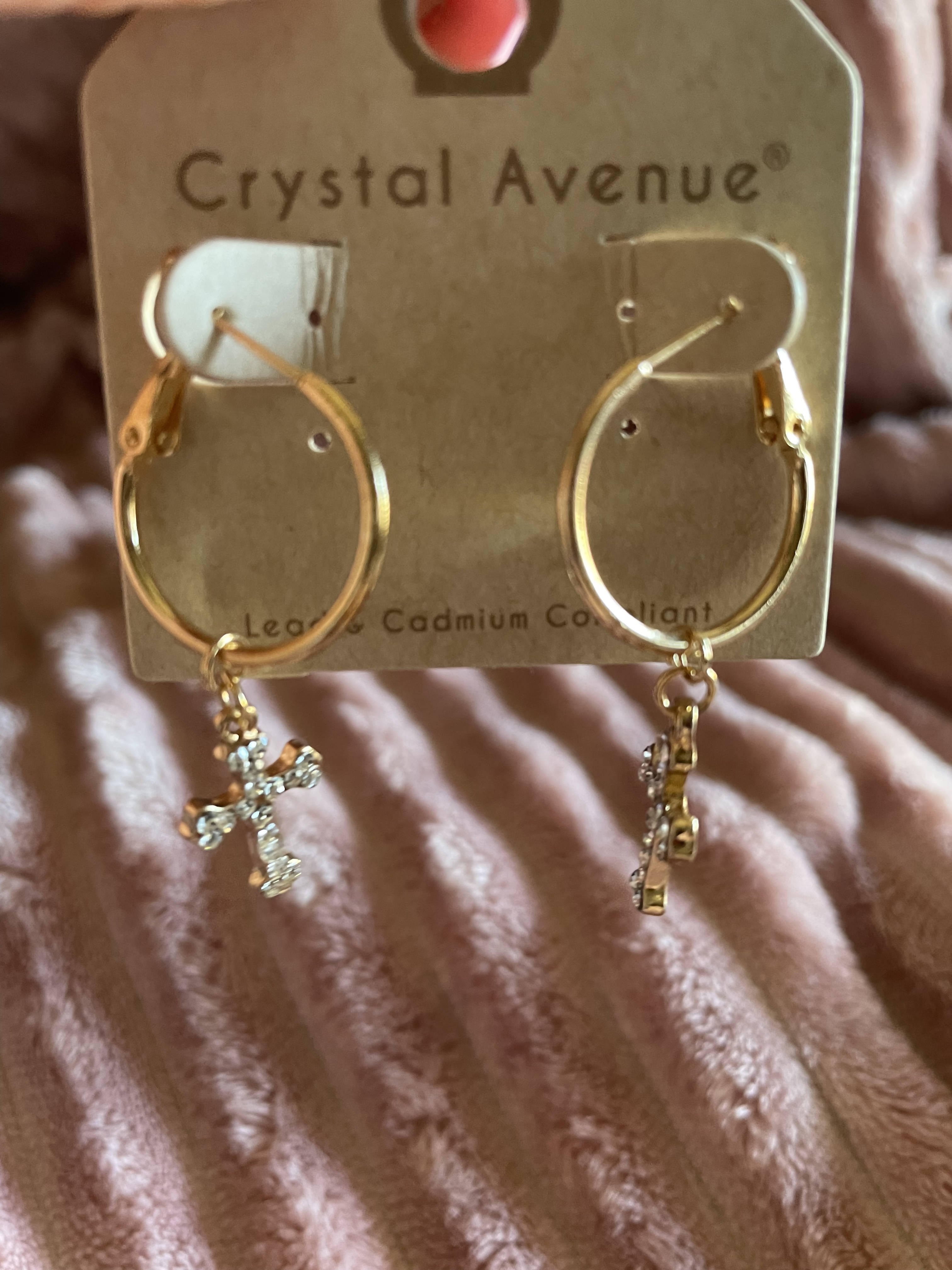 small  hoops with cross rhinestones