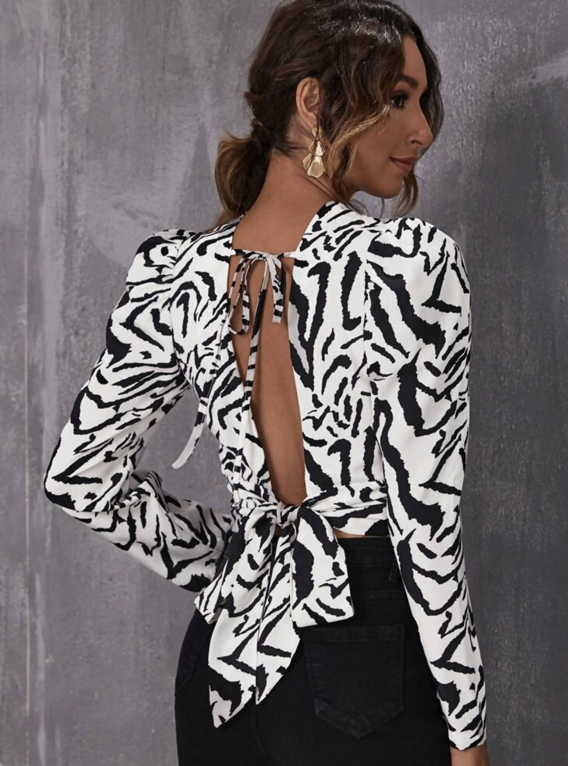 Zebra print cut out blouse