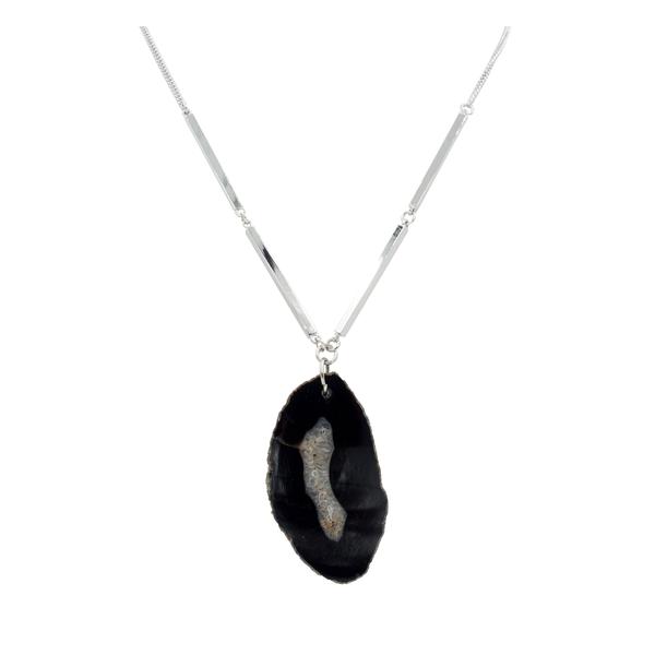 Kinsley Armelle AGATE COLLECTION - SILVER SLATE NECKLACE