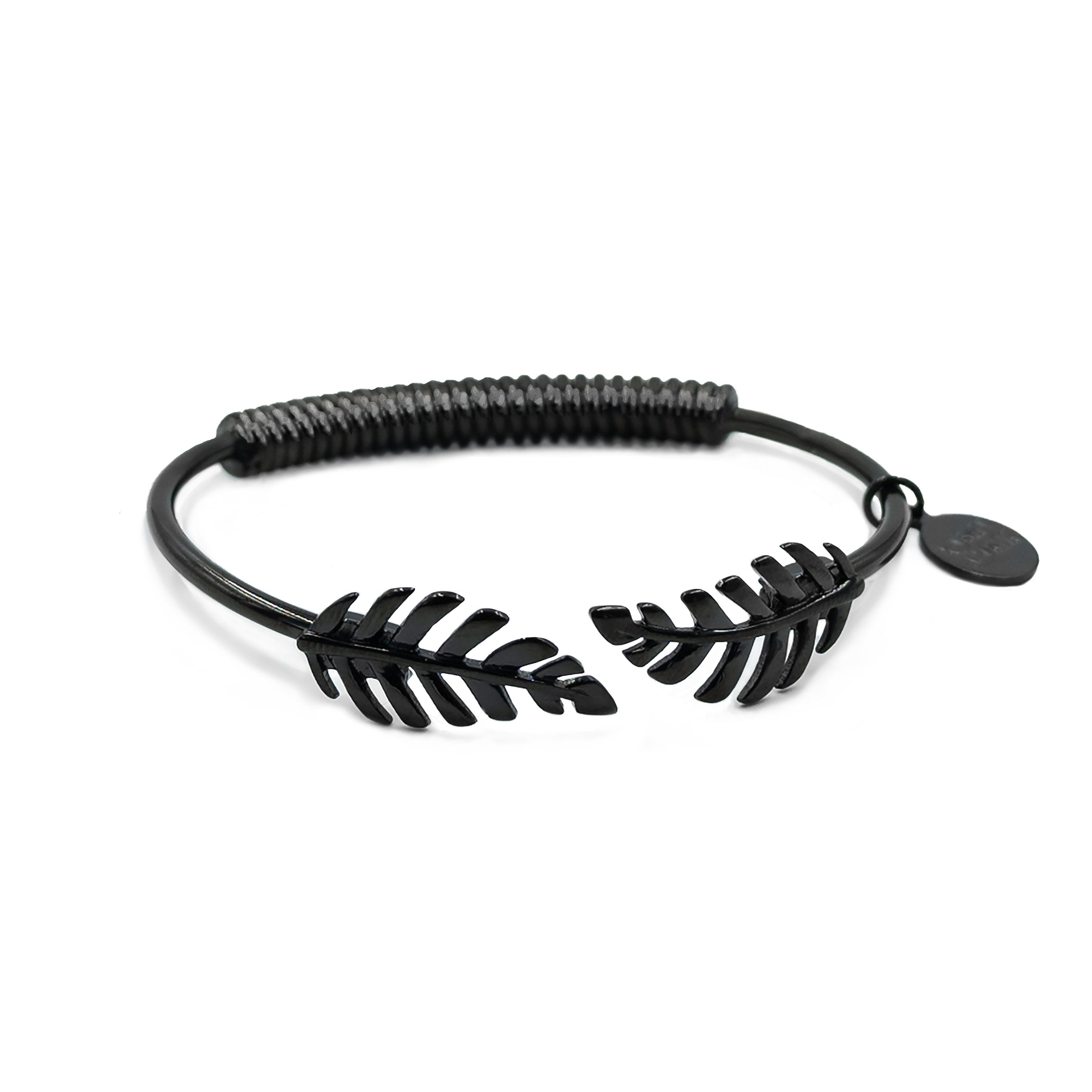 Kinsley Armelle GODDESS COLLECTION - BLACK LAUREL LEAF BRACELET