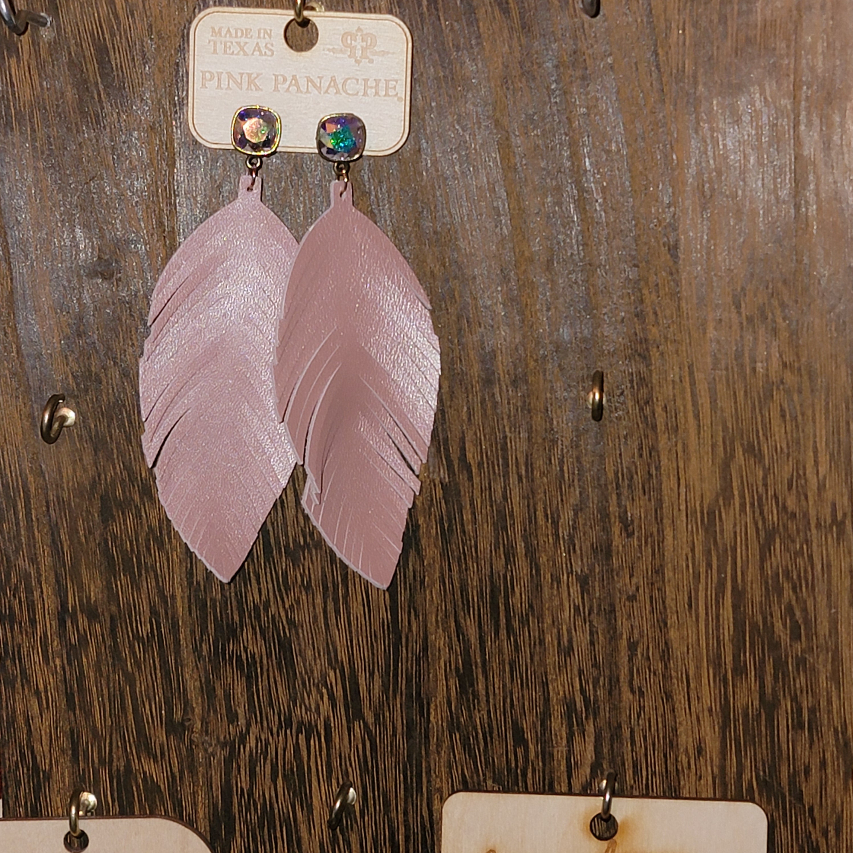 Pink Panache Blush Feather Earrings