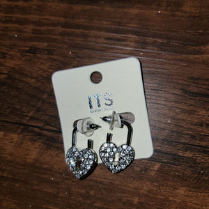 Rhinestone Lock Earrings