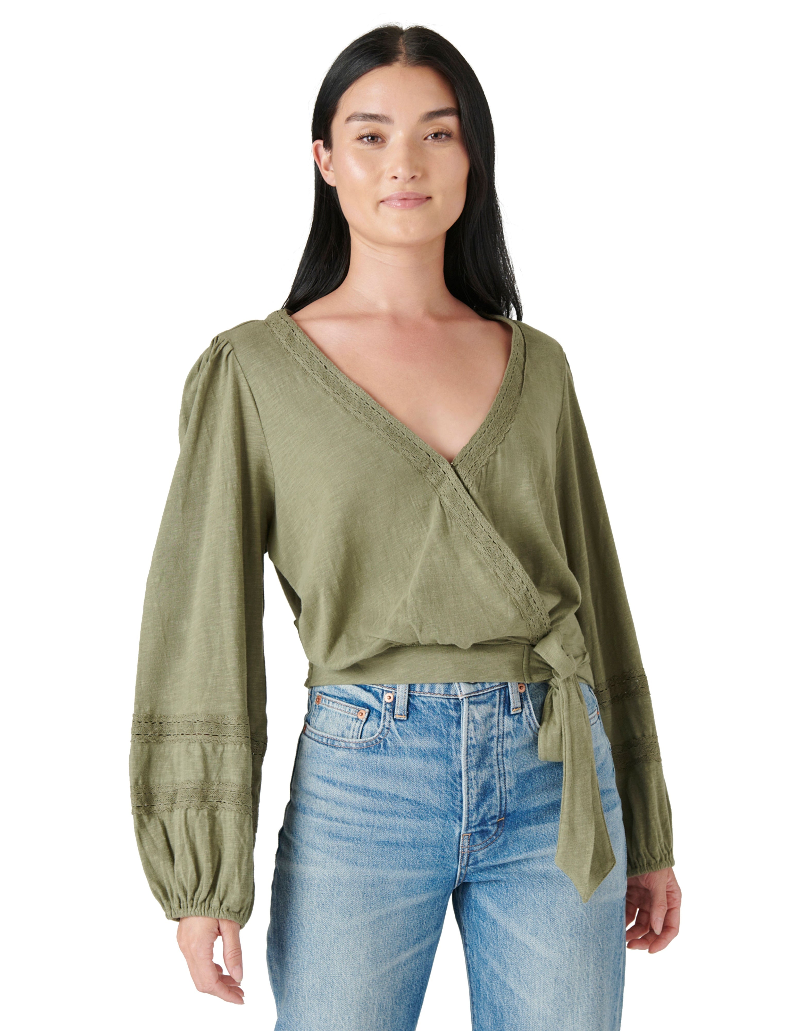 Lucky Brand Long Sleeve Surpice Wrap Top