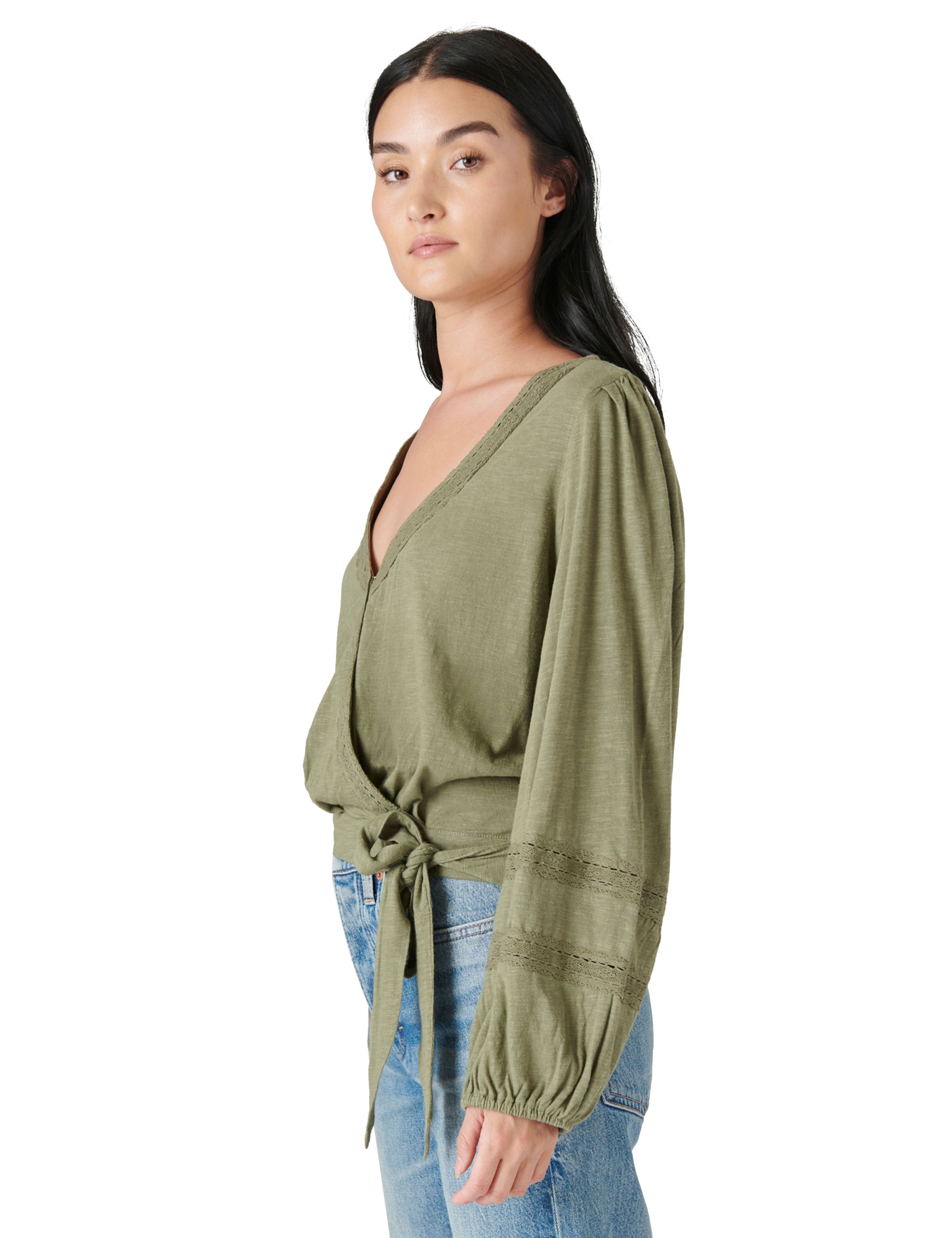 Lucky Brand Long Sleeve Surpice Wrap Top