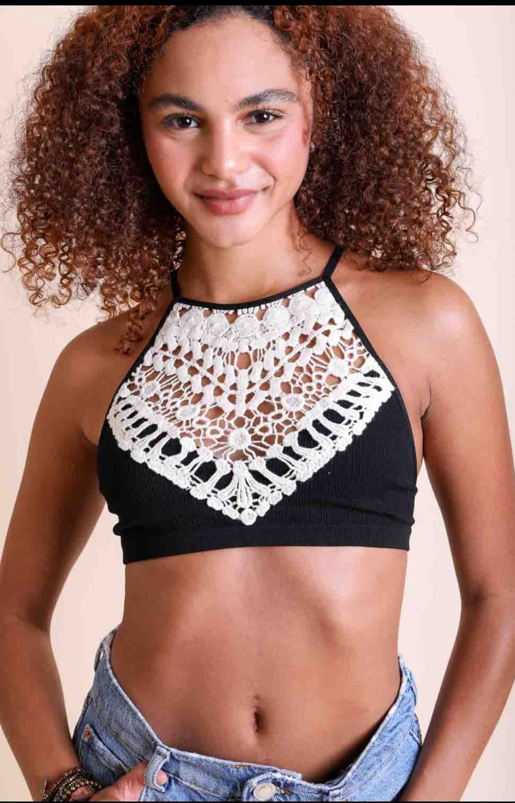 Crochet Lace High Neck