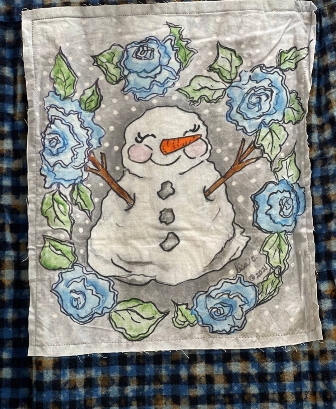 A Rare Bird Snowman Flannel