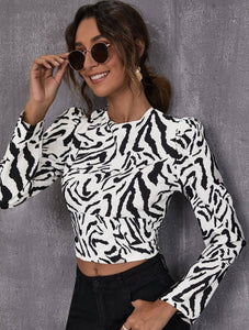 Zebra print cut out blouse