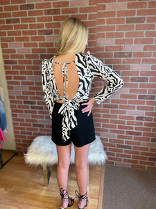 Zebra print cut out blouse