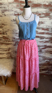 Pleated Denim Tank Top