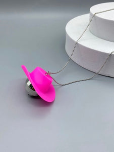 Cowgirl Hat Disco Ball Necklace