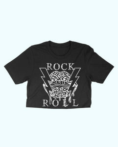 Rock & Roll Leopard Lips Crop Tee