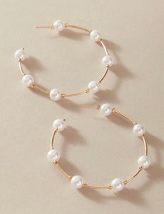 Faux Pearl Hoops