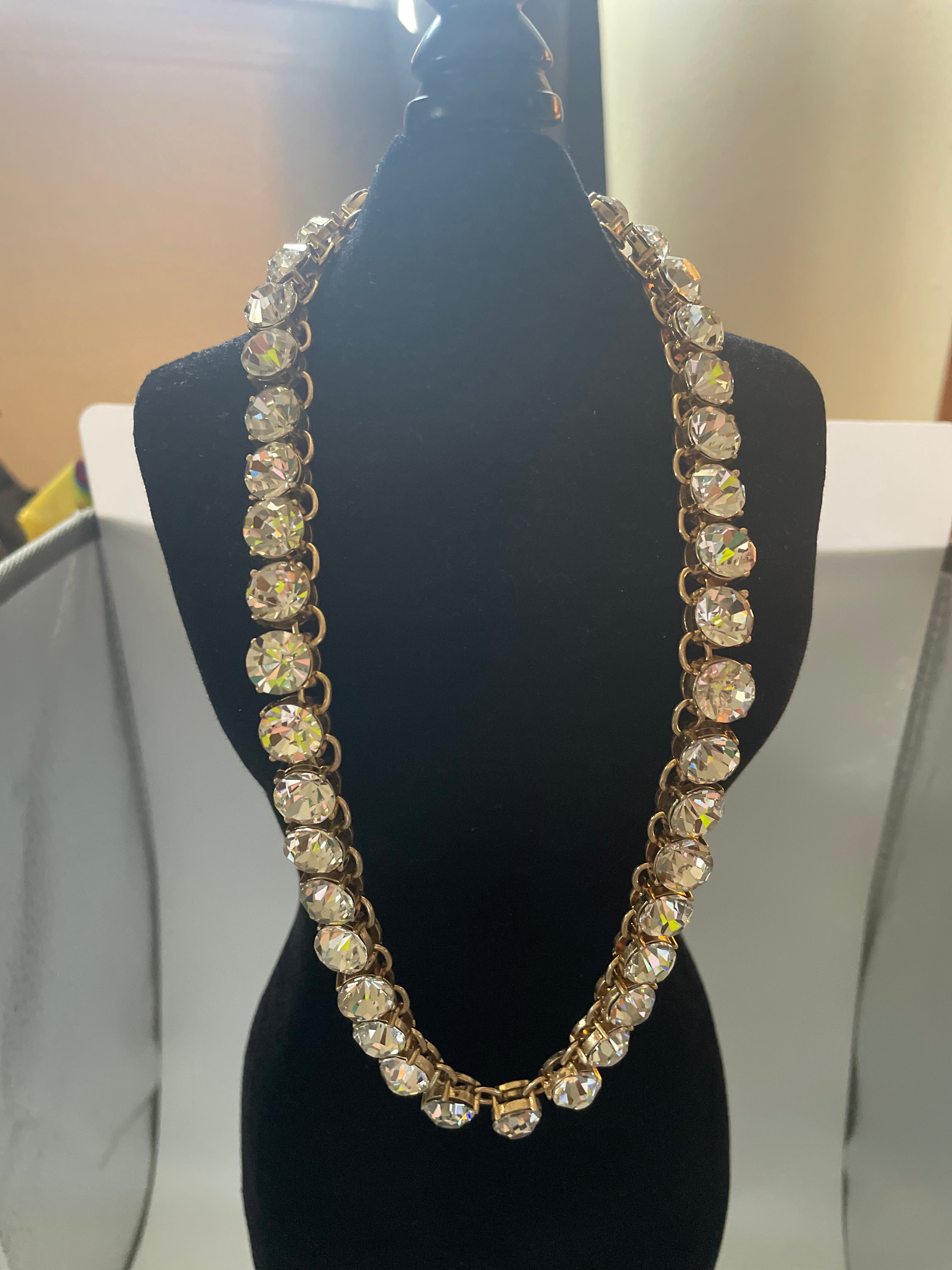 Star Bar Gold Rhinestone Necklace