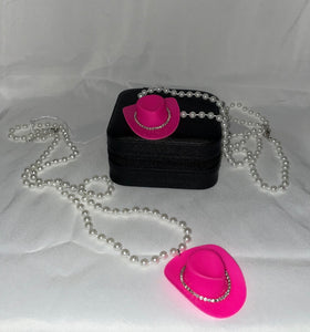 Cowgirl hat pearl necklace