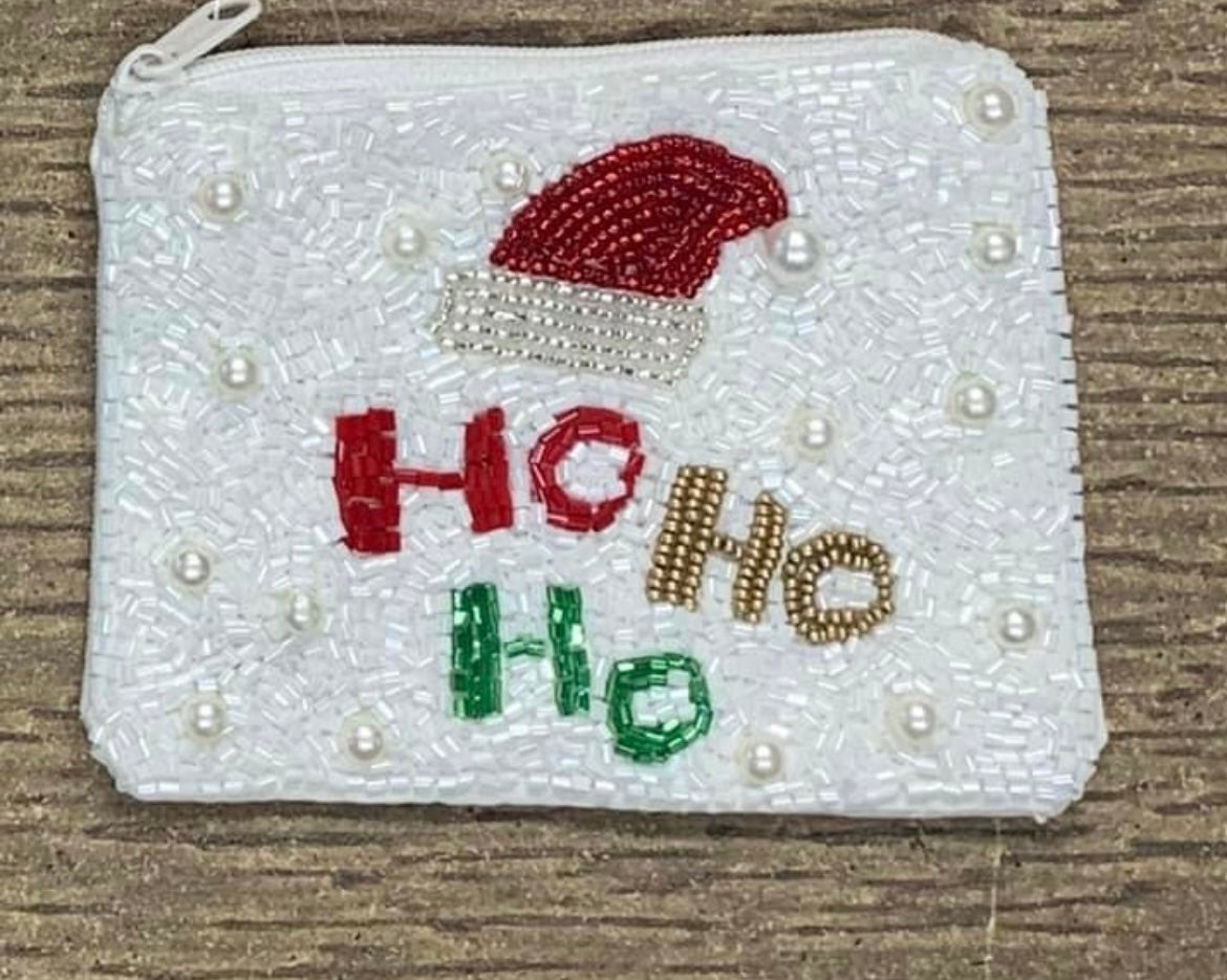 Ho Ho Ho Beaded Coin Purse