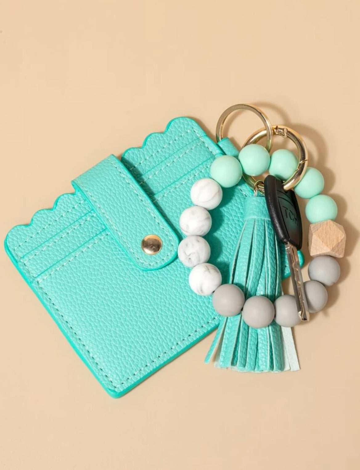 Beaded Ring Keychain Wallet