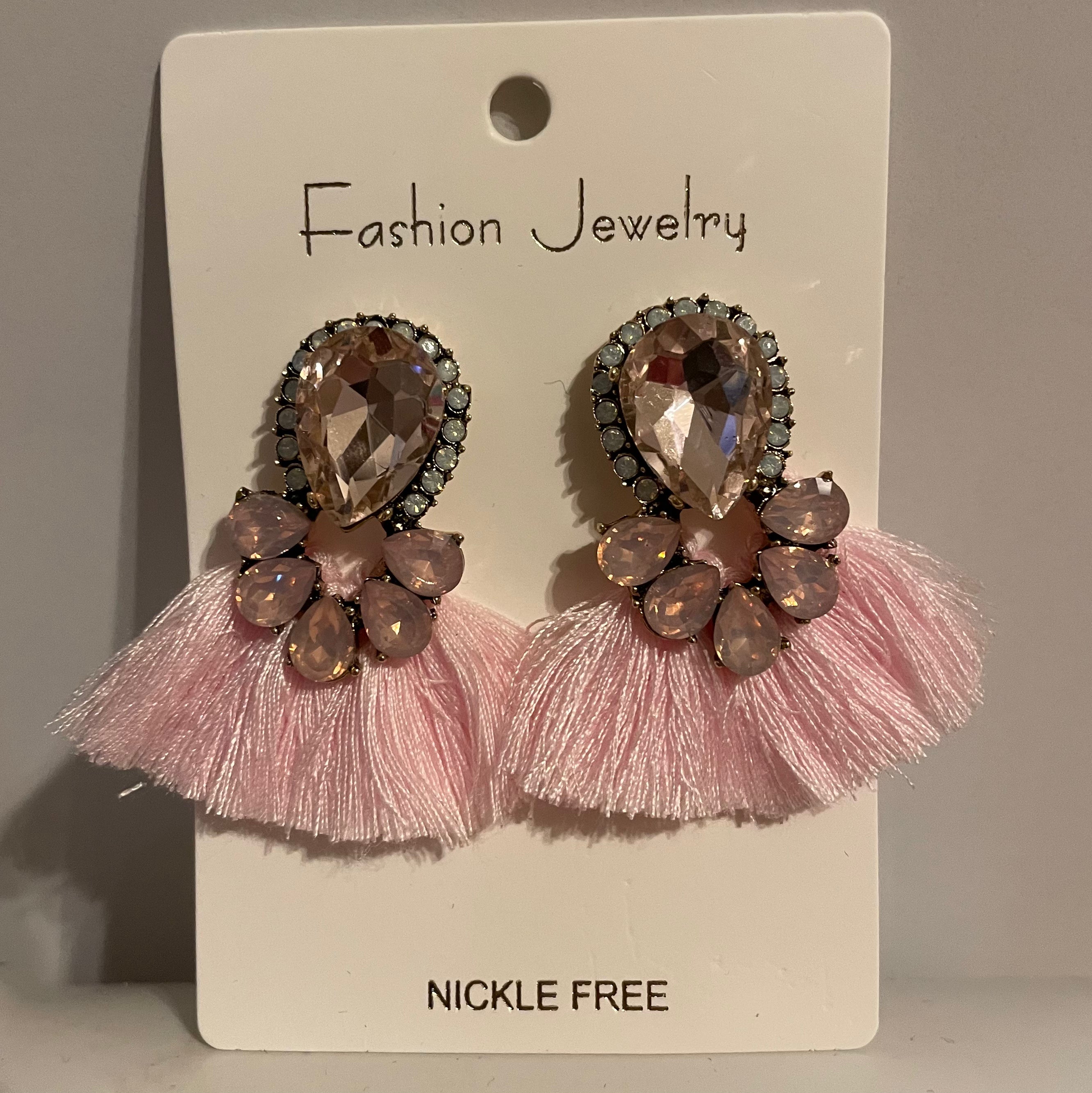 Fringe with Rhinestone Jewel Earrings