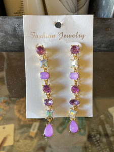 Purple Gem Stone Earrings