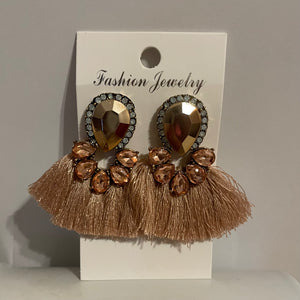 Fringe with Rhinestone Jewel Earrings