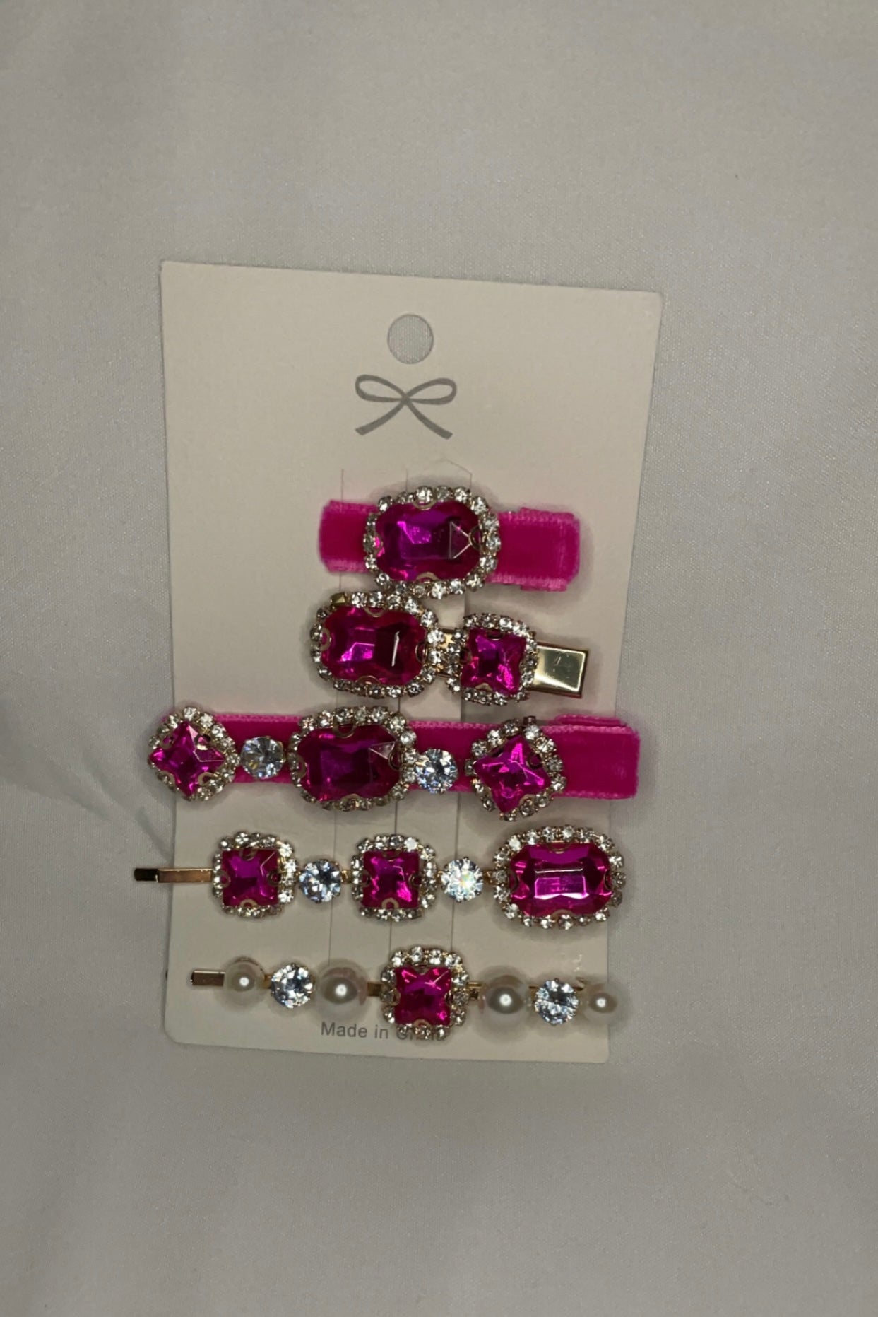 Bright pink hair rhinestone hair clips