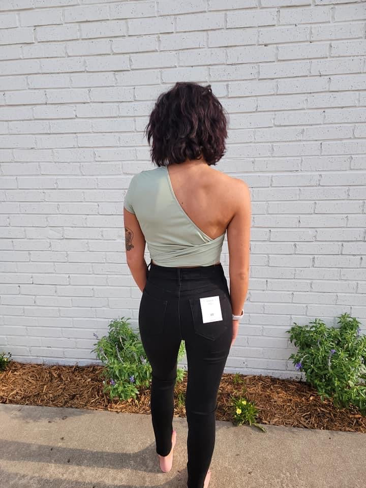 Sage Wrap Crop Top