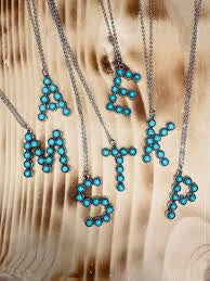 Turquoise Initial Necklace